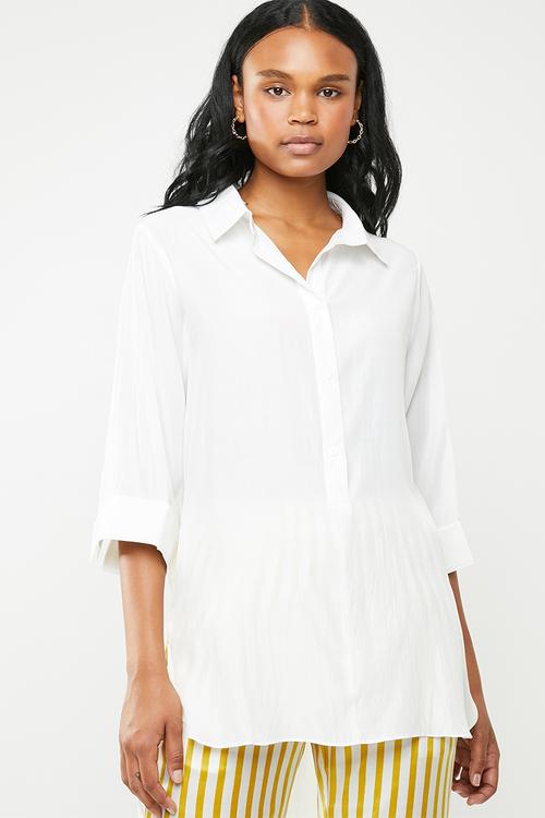 Roll-up sleeve shirt - white