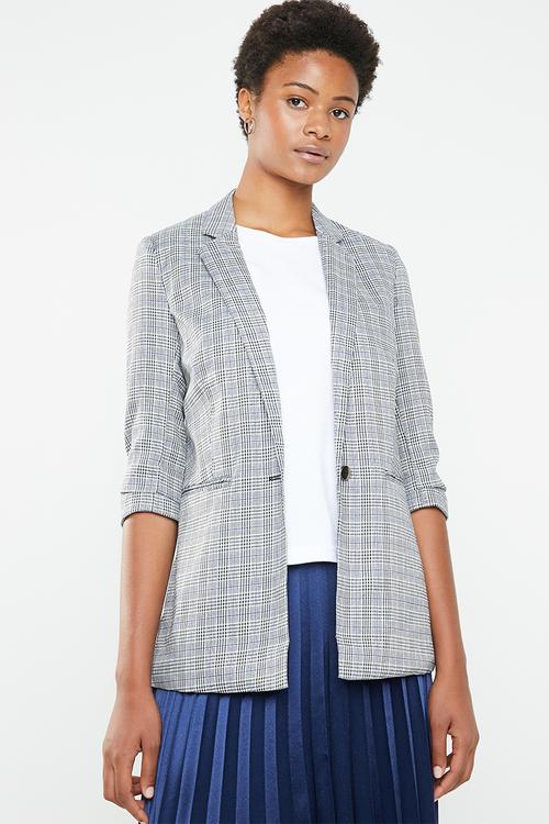 Check ruched sleeve jacket - multi