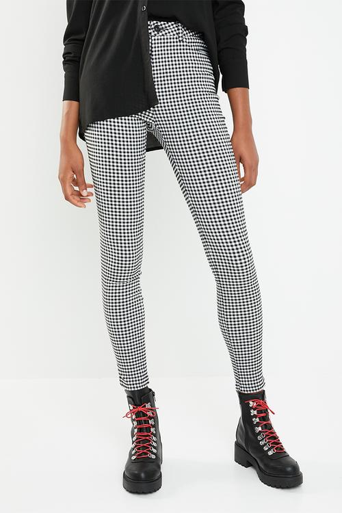 Skinny check pant - black & white