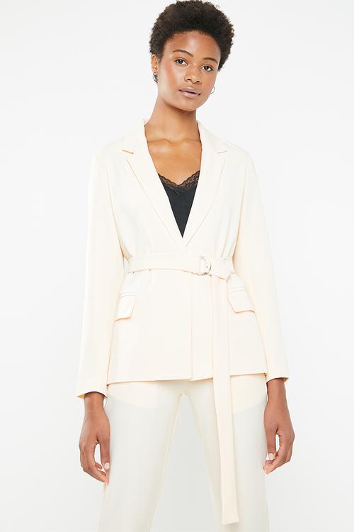 Belted blazer - cream