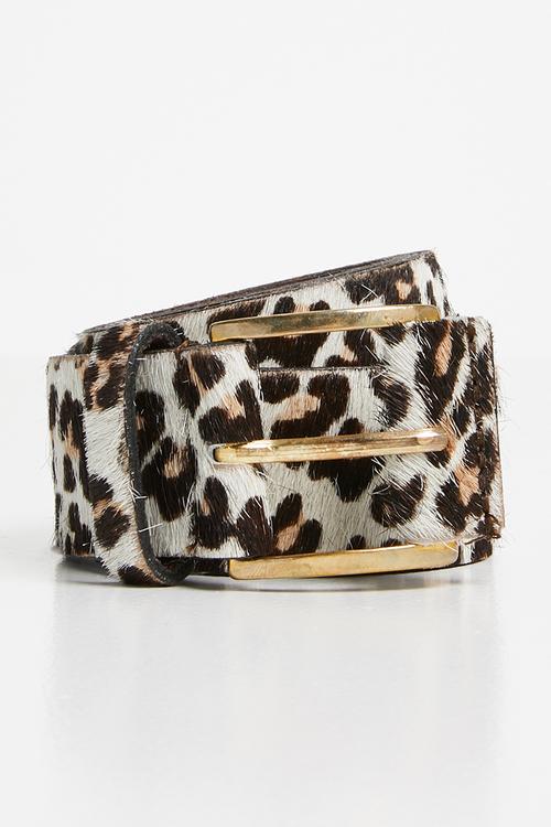 Leopard print belt - brown & white 