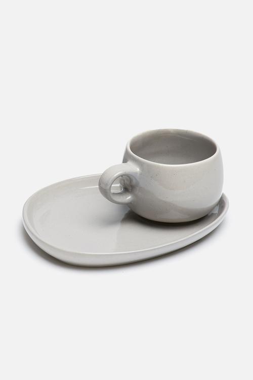 Mug platter set - grey