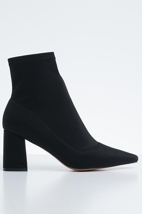 Grizzly mid heel point toe ankle boot - black 