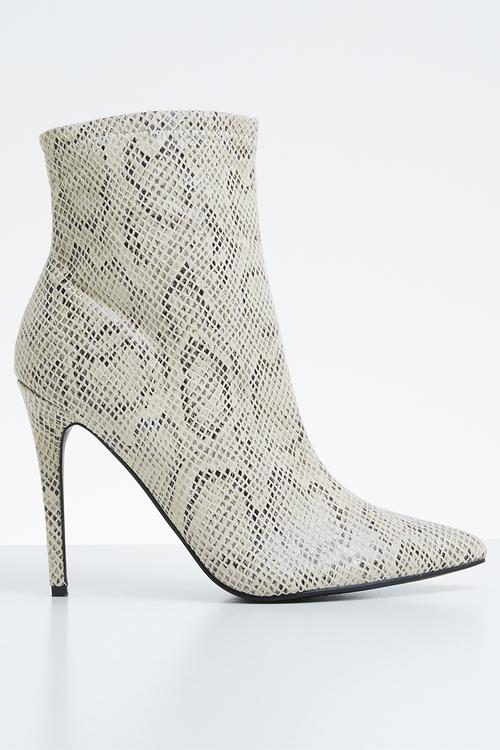 Revive point toe stiletto heel ankle boot - beige 