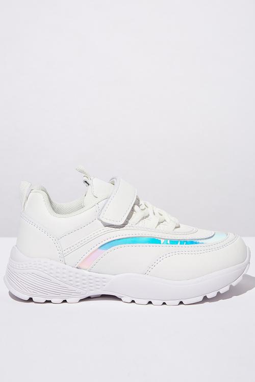 Chunky lace up trainer - white 