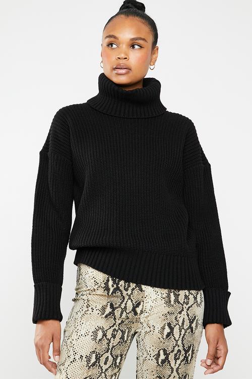 Chunky roll neck - black