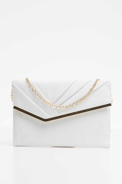 Meredith rouched flat clutch - white 