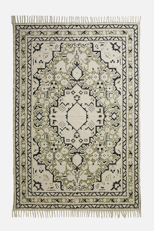 Mada printed rug - grey & black