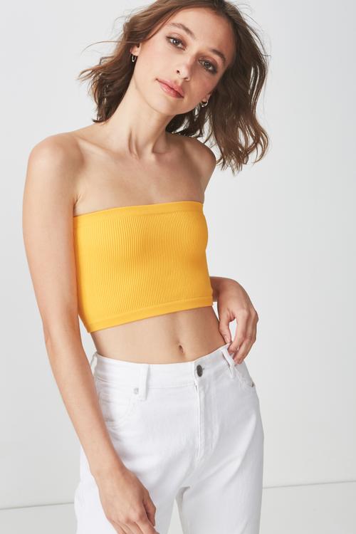 Samantha seam free rib tube top - mustard