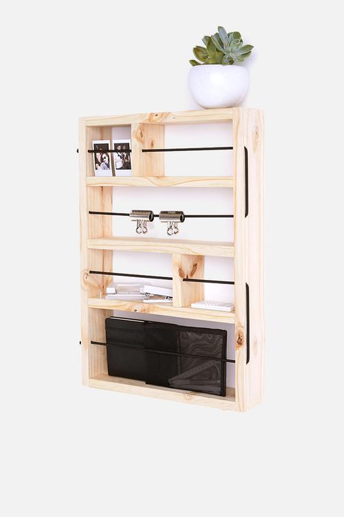 Wooden wall mounted shelf - natural
