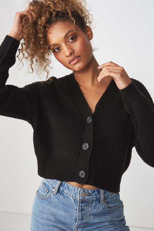 Luxe cropped cardigan - black