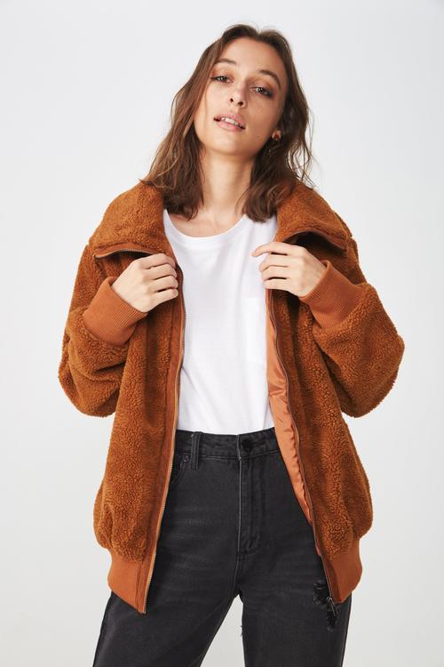Teddy bomber jacket - rust