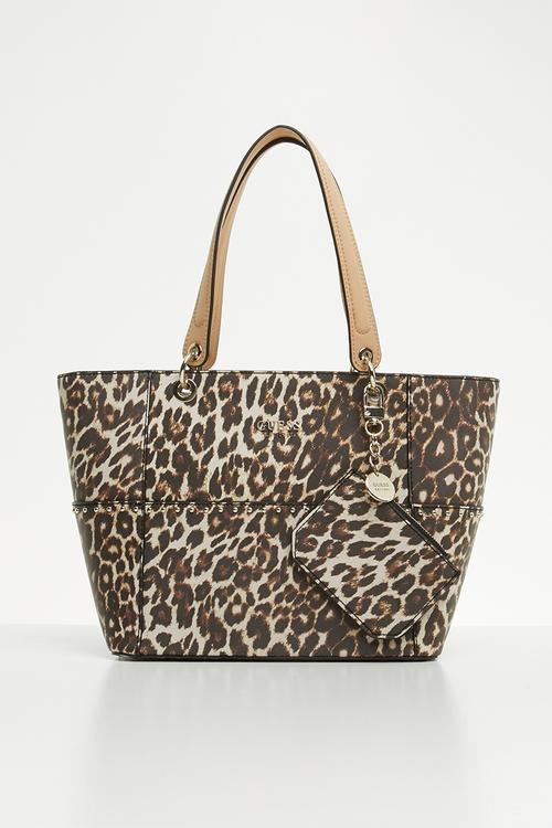 Kamryn leopard-print tote bag - brown & cream