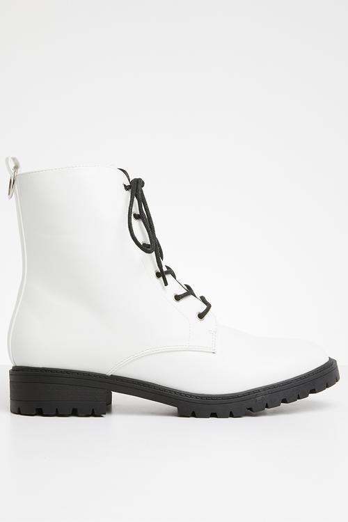 Roxy lace up boot - white