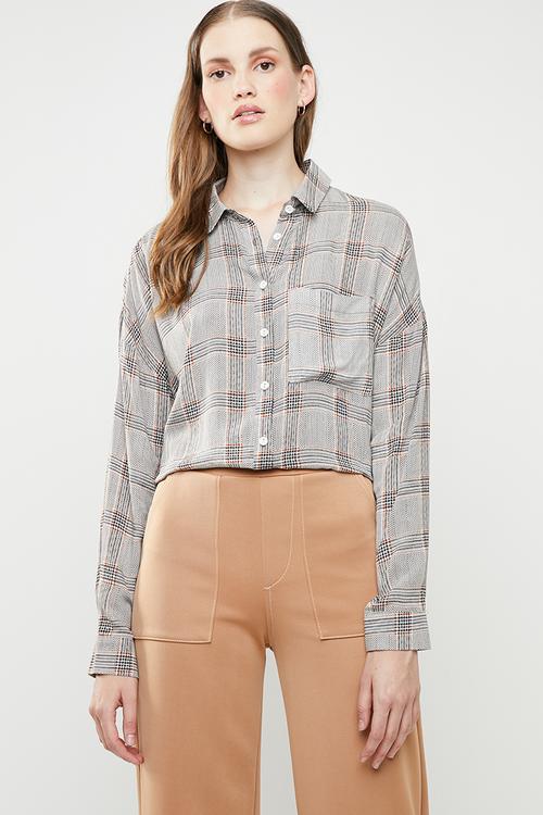 Drop shoulder shirt - brown 
