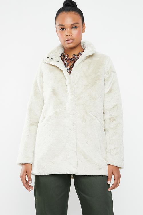 Vida faux fur coat - neutral