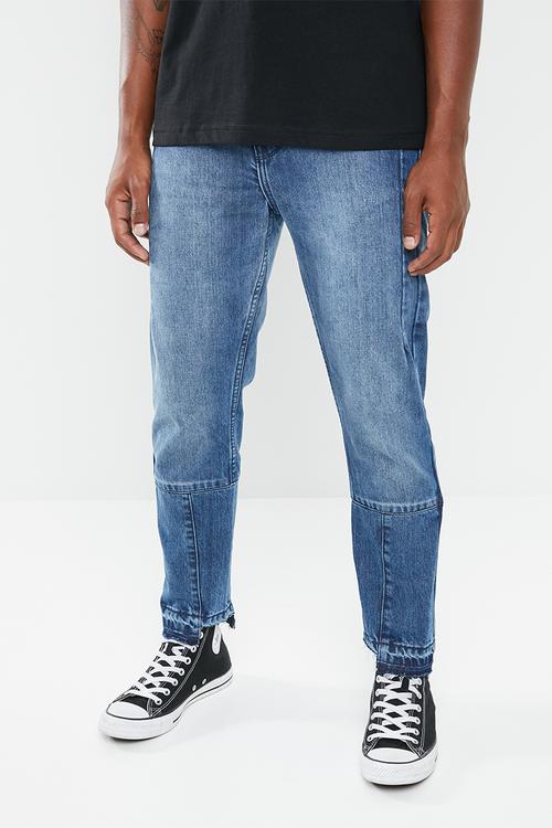 Cropped patchwork jeans - blue 