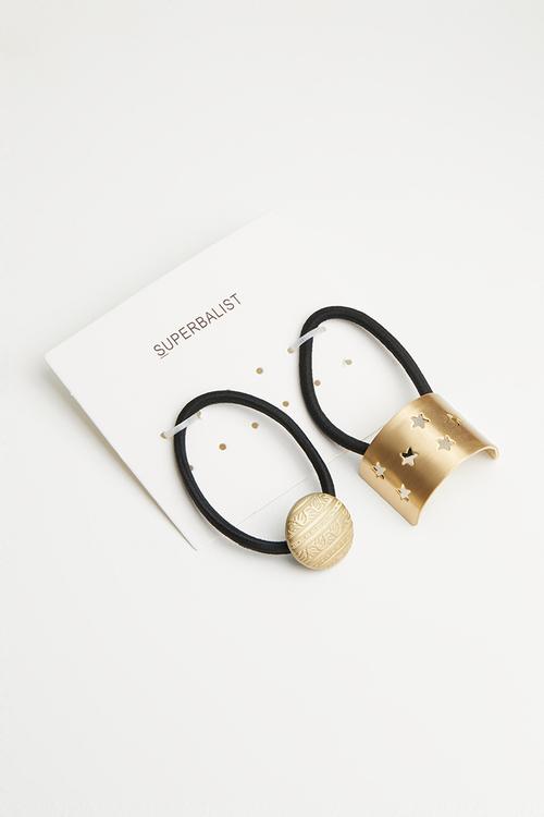 2 Pack hair ties - gold & black 