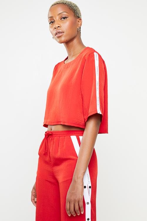 Coke Threds X Maylee silky boxy top - red