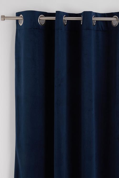 Velvet eyelet curtain 2 pack - blue
