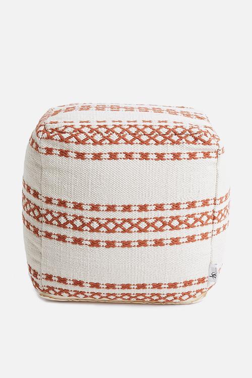 Avalon ottoman - rust & cream 