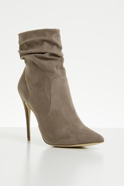 Ruched stiletto heel boot - grey