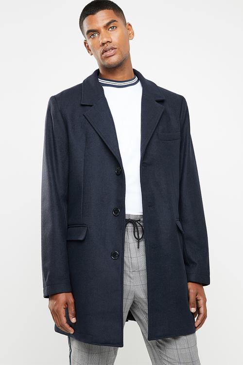 Plain overcoat - navy