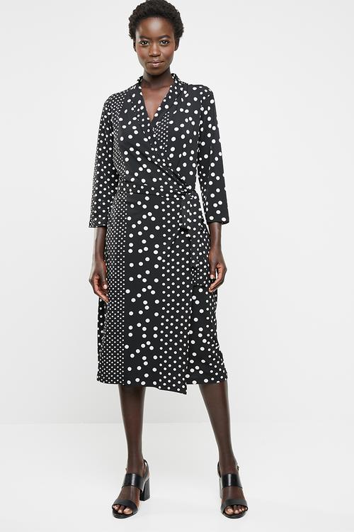 Maxi wrap over dress - black & white