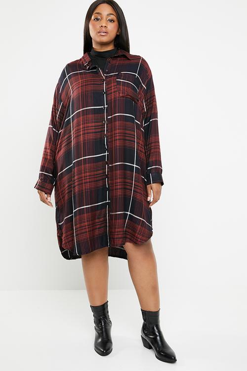 Boyfriend shirt dress - black & red