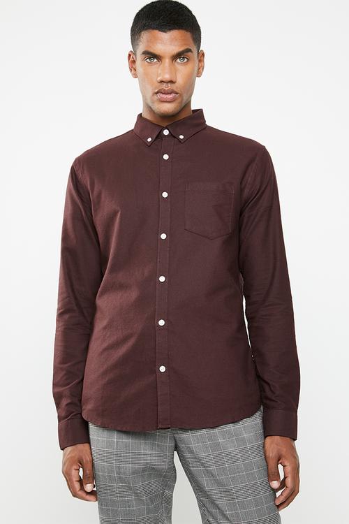 New oxford slim fit shirt - burgundy