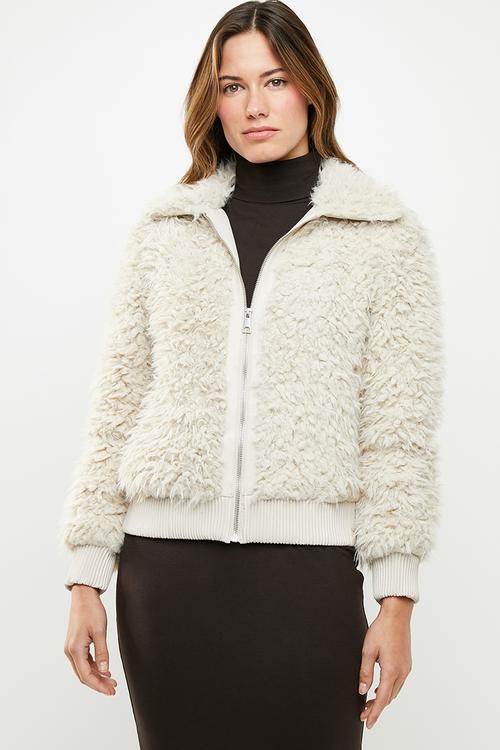 Ibi jayla short faux fur jacket - neutral