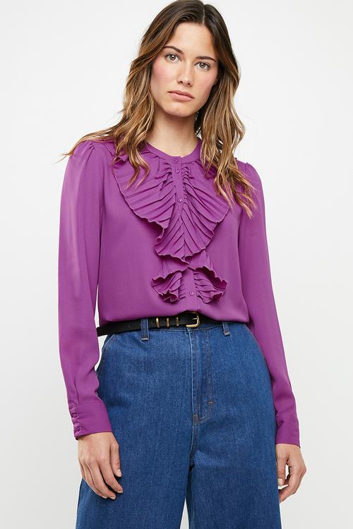 Alicante pleat flounce blouse - purple 