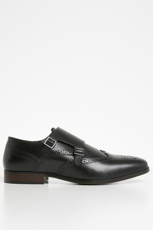Breedon leather monk strap - black