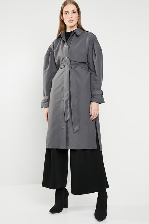 Puff sleeve coat - grey