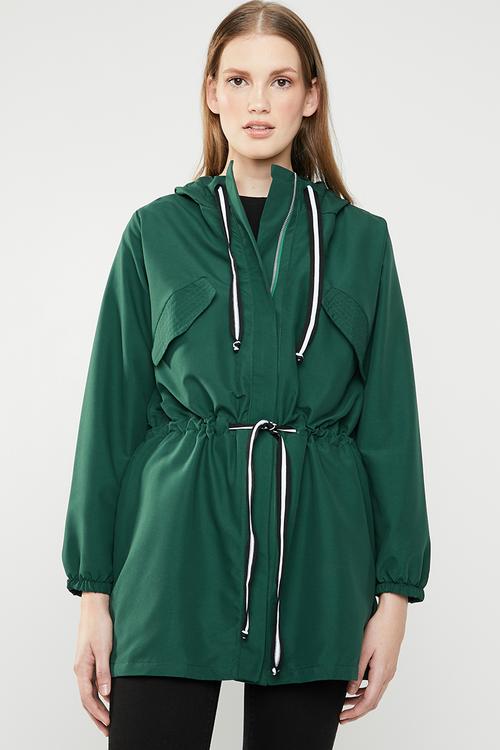 Tape detail parka - green