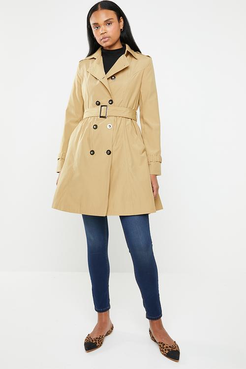 Fit and flare trench coat - tan 