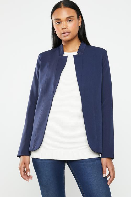 Notch neck blazer - navy
