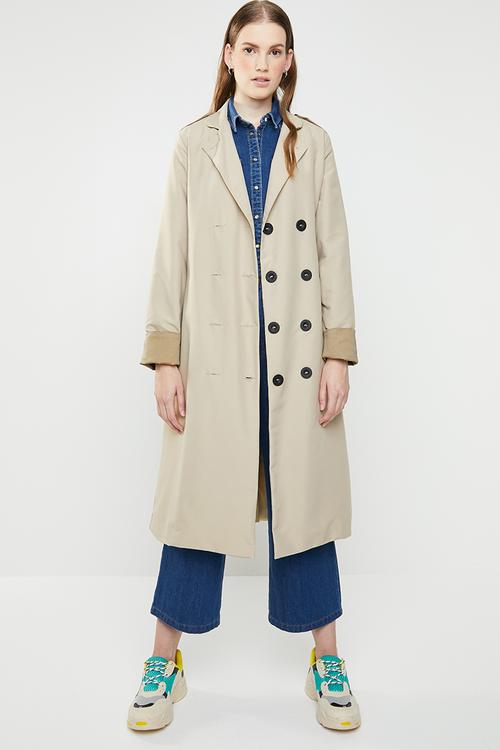 Contrast trench twill - beige