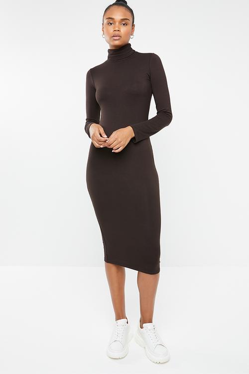 Poloneck bodycon - brown