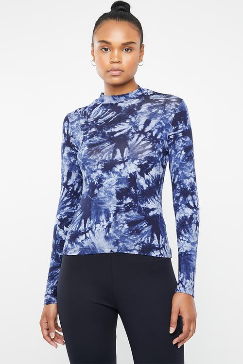 Tie dye turtle neck top - blue