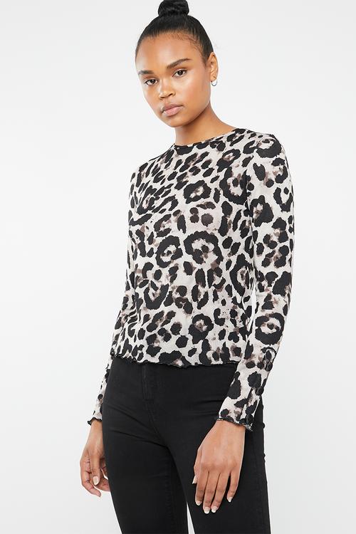 button detail top - Leopard Print
