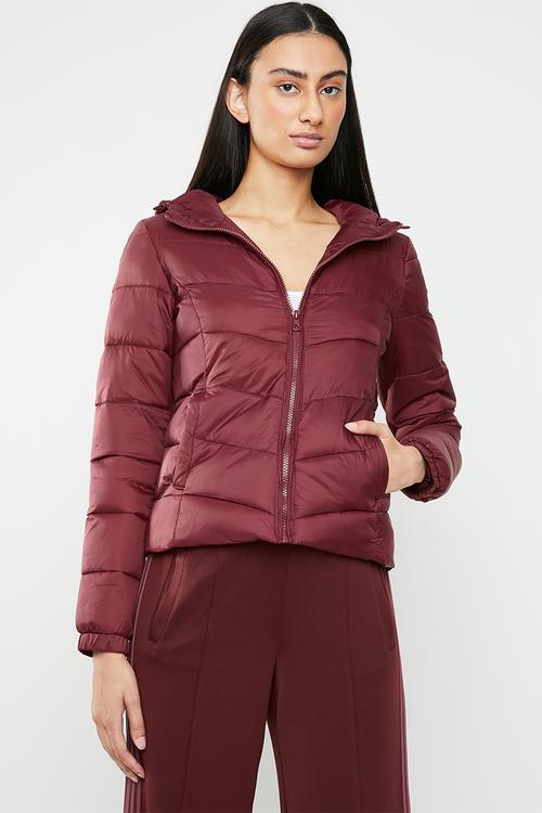 North quilted panel hooded jacket - red