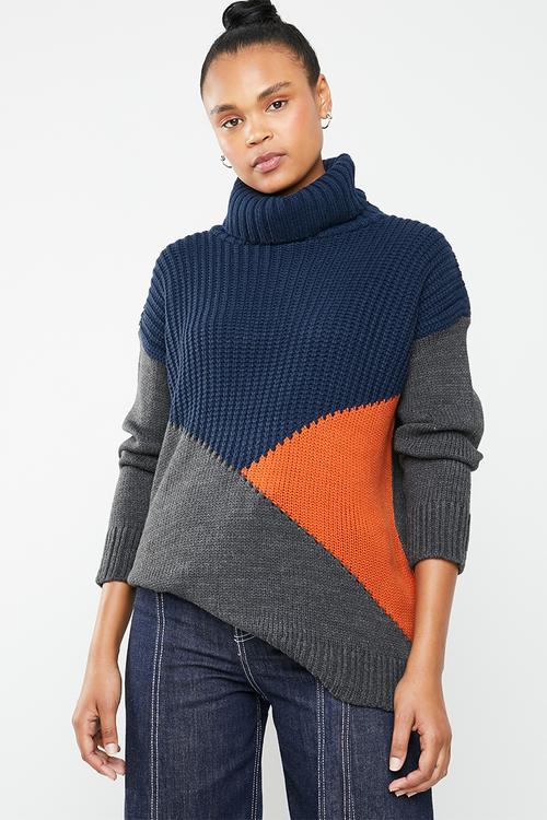 Colourblock funnel neck - multi