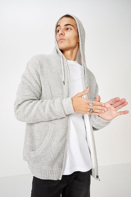 Zip thru sherpa hoodie - grey