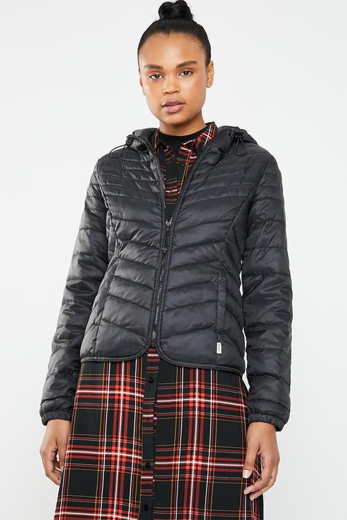 Demi hooded puffa jacket - black