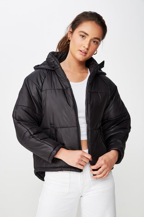 Rudi raglan puffer - black