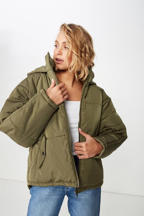 Rudi raglan puffer - khaki