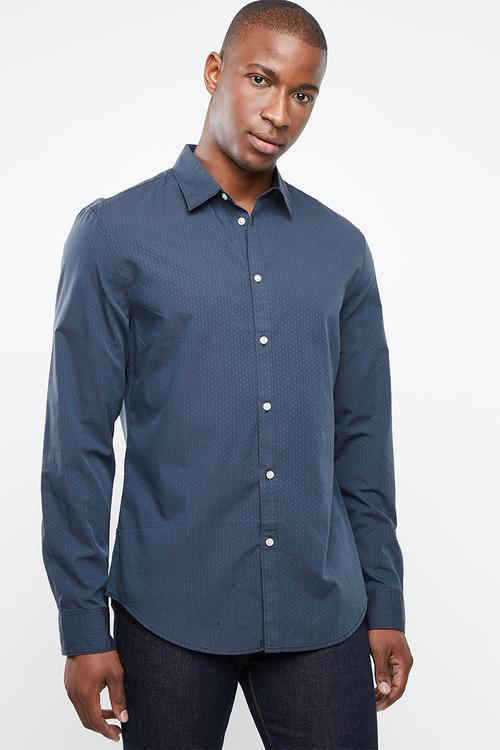 Button-up long sleeve shirt - blue