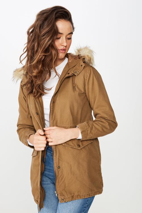 Saffron hooded parka - tan 