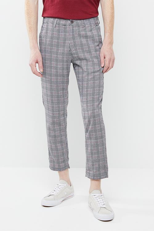Slim fit cropped check chino - multi